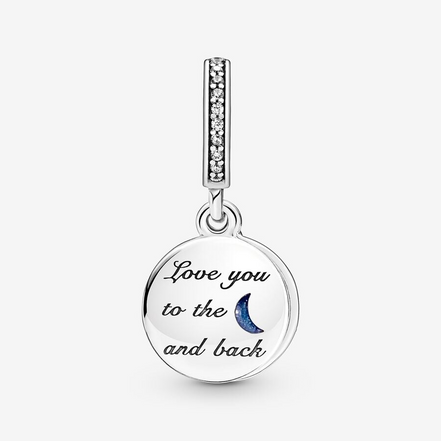 Pandora Moments "Love You To The Moon And Back" Double Dangle Tree & Galaxy Moon Charm