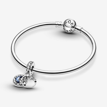 Pandora Moments Blue Night Sky Crescent Moon & Stars Love  Dangle Charm