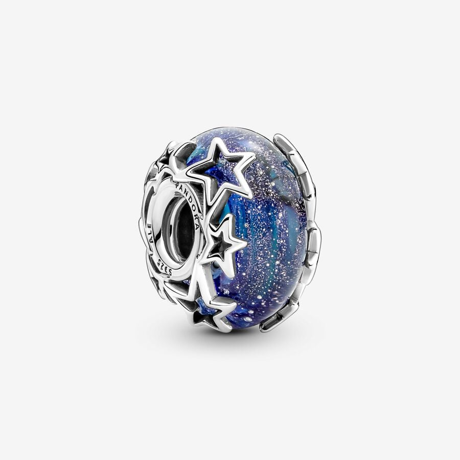 Pandora Moments Galaxy Blue And Star Murano Charm