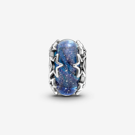 Pandora Moments Galaxy Blue And Star Murano Charm
