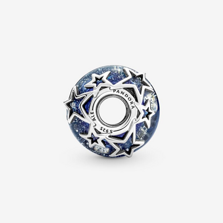 Pandora Moments Galaxy Blue And Star Murano Charm