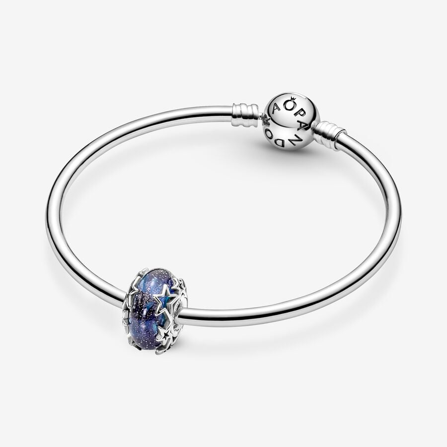 Pandora Moments Galaxy Blue And Star Murano Charm