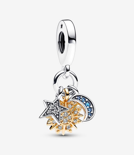 Pandora Moments Two-Tone Celestial Triple Dangle Charm