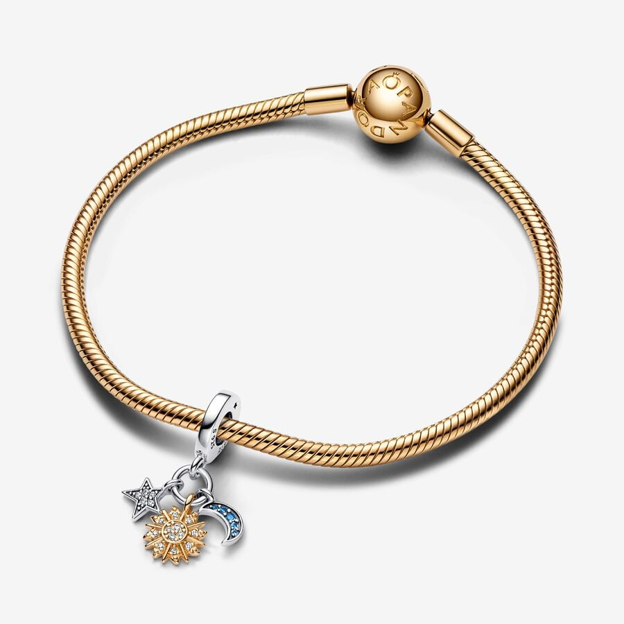 Pandora Moments Two-Tone Celestial Triple Dangle Charm