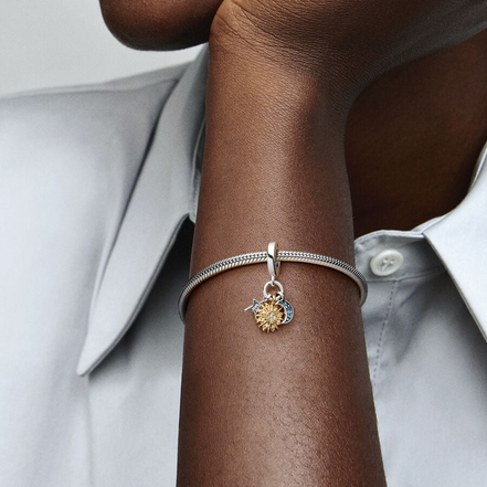 Pandora Moments Two-Tone Celestial Triple Dangle Charm