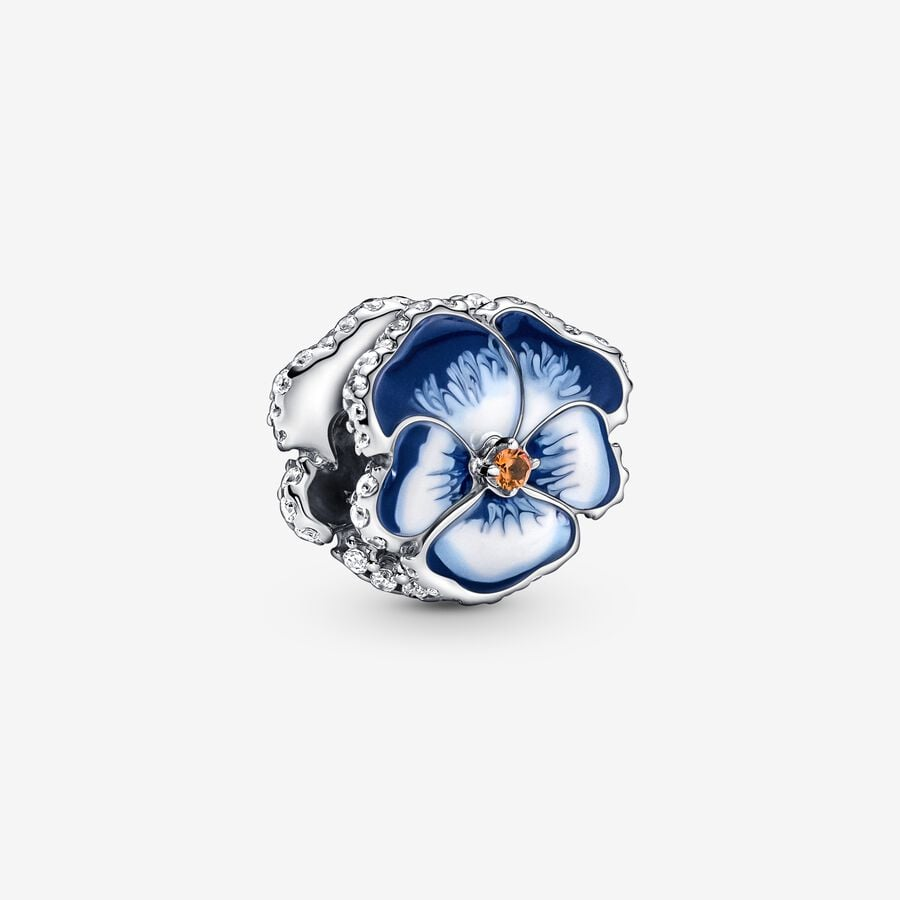 Pandora Moments Blue Pansy Flower Charm
