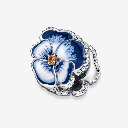 Pandora Moments Blue Pansy Flower Charm