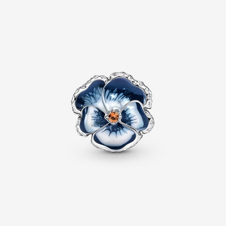 Pandora Moments Blue Pansy Flower Charm