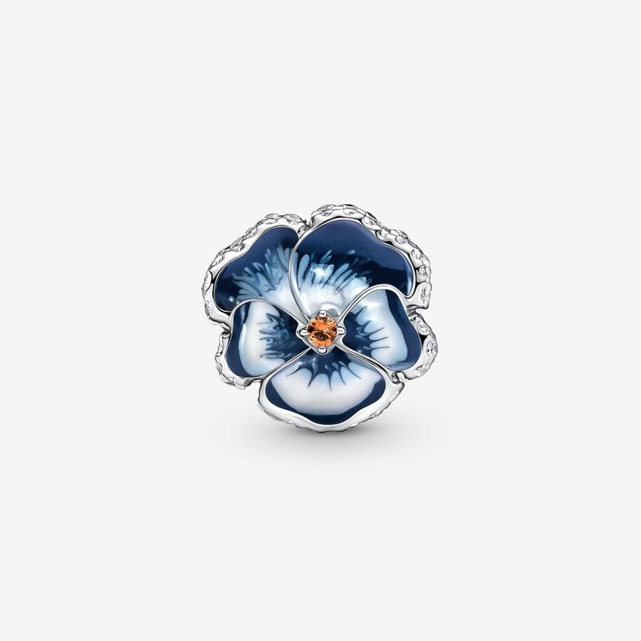 Pandora Moments Blue Pansy Flower Charm