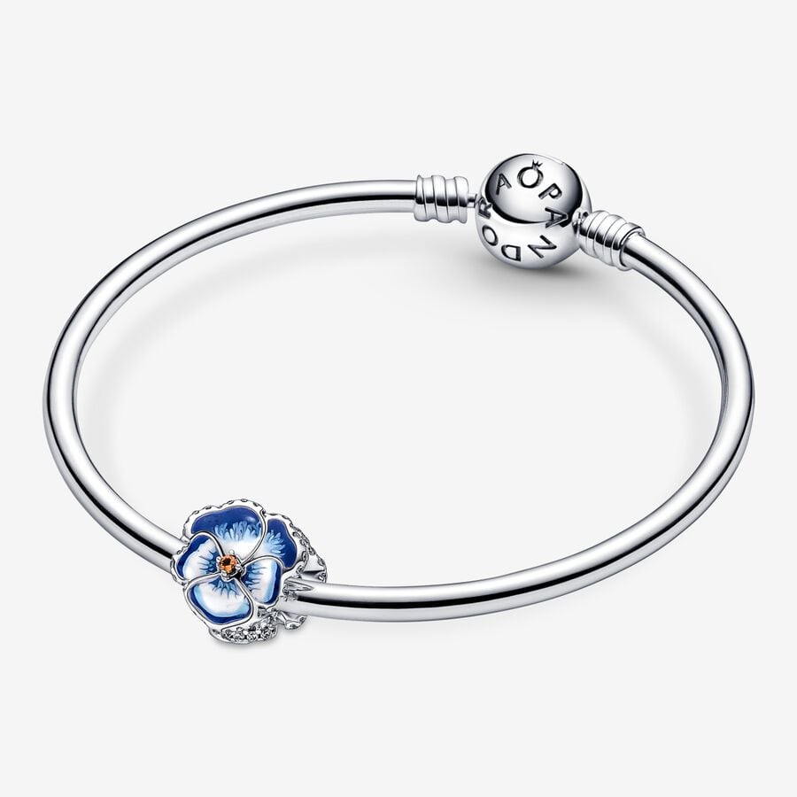 Pandora Moments Blue Pansy Flower Charm