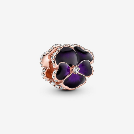 Pandora Moments Deep Purple Pansy Flower Charm