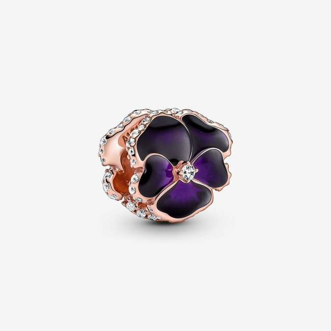 Pandora Moments Deep Purple Pansy Flower Charm