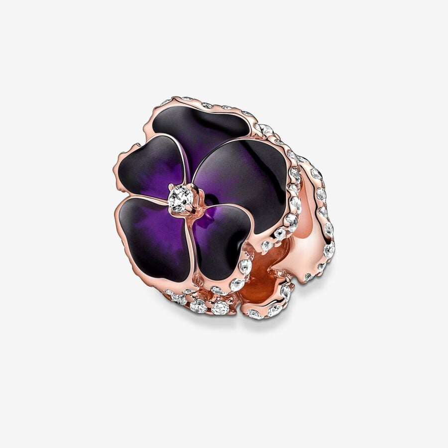 Pandora Moments Deep Purple Pansy Flower Charm