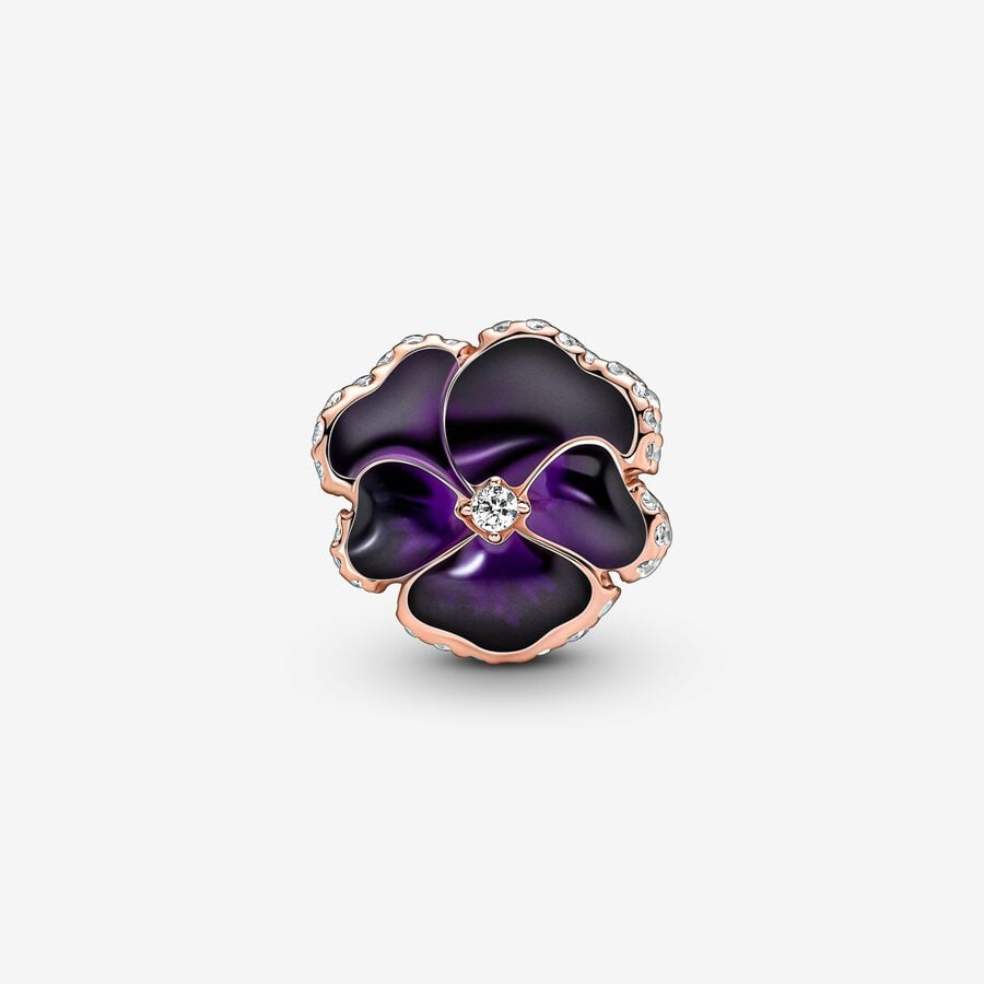 Pandora Moments Deep Purple Pansy Flower Charm