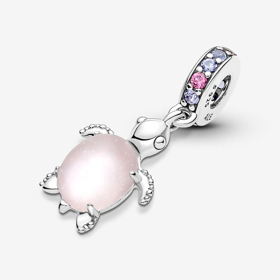 Pandora Moments Murano Glass Pink Sea Turtle Dangle Charm