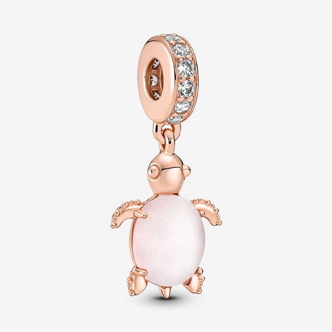 Pandora Moments Murano Glass Pink Sea Turtle Dangle Charm