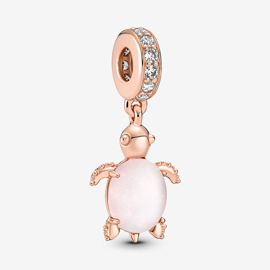 Pandora Moments Murano Glass Pink Sea Turtle Dangle Charm