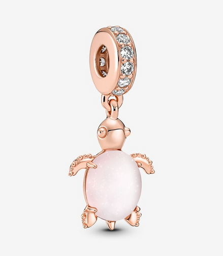 Pandora Moments Murano Glass Pink Sea Turtle Dangle Charm