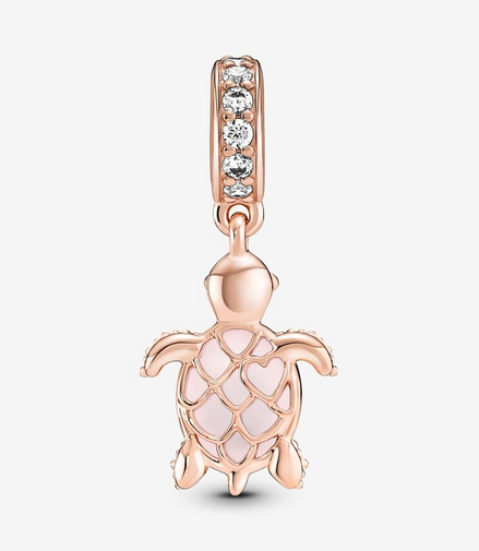 Pandora Moments Murano Glass Pink Sea Turtle Dangle Charm