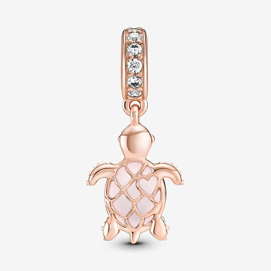 Pandora Moments Murano Glass Pink Sea Turtle Dangle Charm
