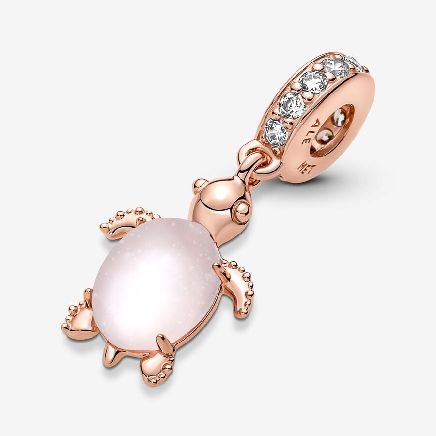 Pandora Moments Murano Glass Pink Sea Turtle Dangle Charm