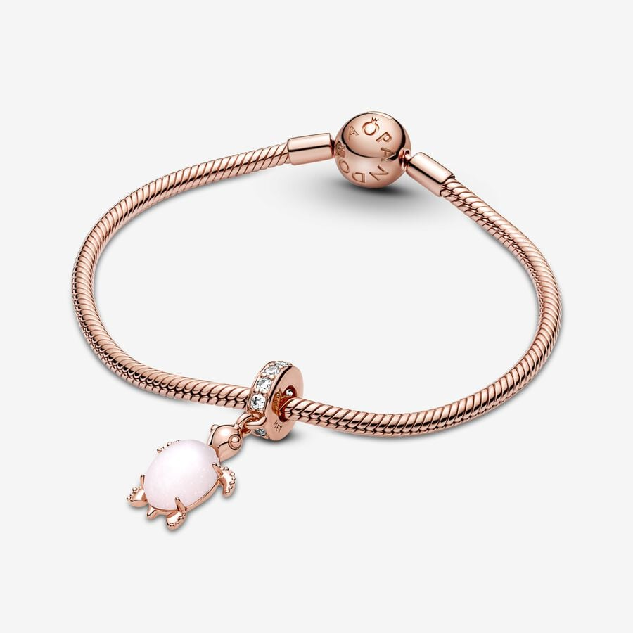 Pandora Moments Murano Glass Pink Sea Turtle Dangle Charm