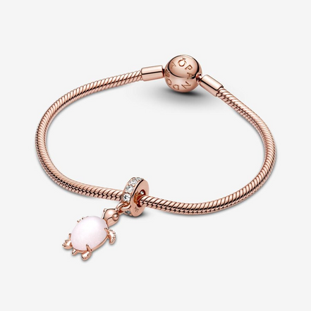 Pandora Moments Murano Glass Pink Sea Turtle Dangle Charm