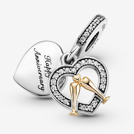 Pandora Moments Two-Tone Happy Anniversary Dangle Charm