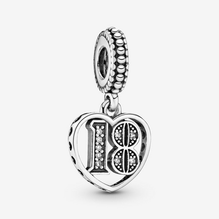 Pandora Moments Silver 18th Celebration Dangle Charm