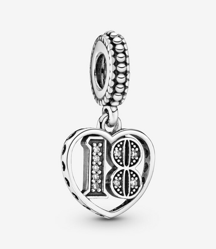 Pandora Moments Silver 18th Celebration Dangle Charm