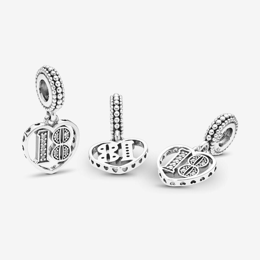 Pandora Moments Silver 18th Celebration Dangle Charm
