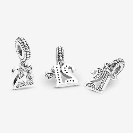 Pandora Moments 21st Celebration Birthday Dangle Charm