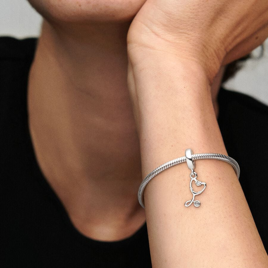Pandora Moments Silver Stethoscope Heart Dangle Charm