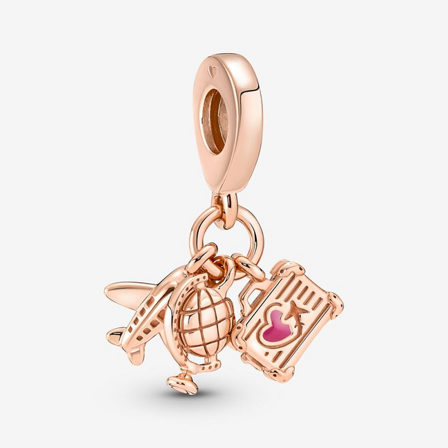 Pandora Moments Airplane, Globe & Suitcase Triple Dangle Charm