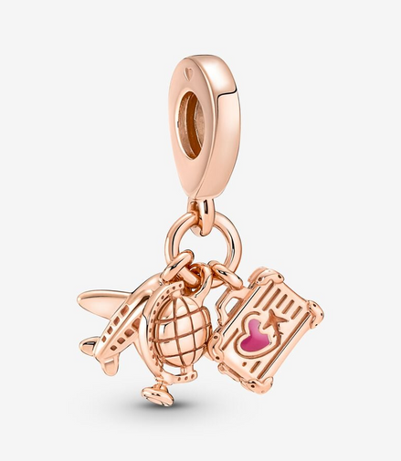 Pandora Moments Airplane, Globe & Suitcase Triple Dangle Charm