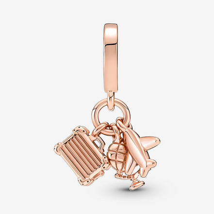 Pandora Moments Airplane, Globe & Suitcase Triple Dangle Charm