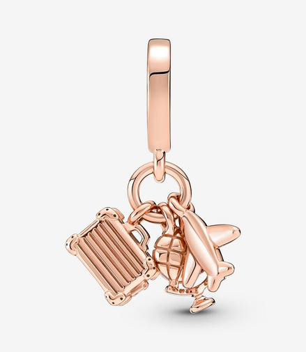 Pandora Moments Airplane, Globe & Suitcase Triple Dangle Charm