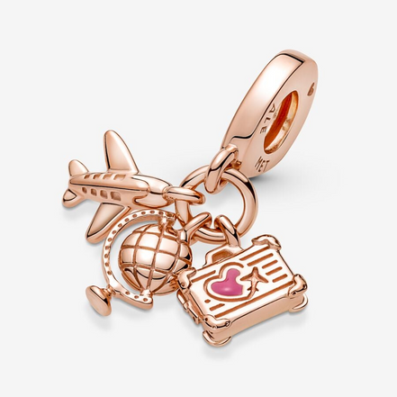 Pandora Moments Airplane, Globe & Suitcase Triple Dangle Charm