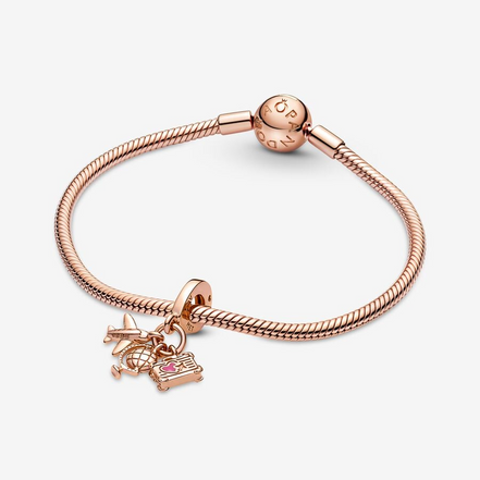 Pandora Moments Airplane, Globe & Suitcase Triple Dangle Charm