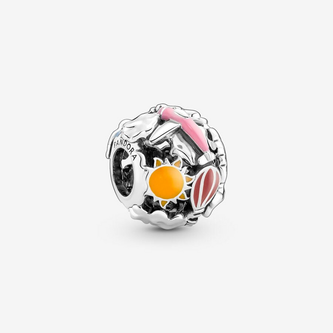 Pandora Moments "Fly Away With Me" Rainbow Sky And Travel Charm