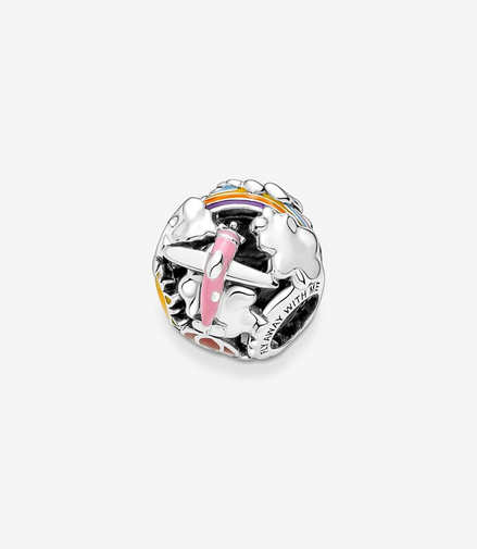 Pandora Moments "Fly Away With Me" Rainbow Sky And Travel Charm
