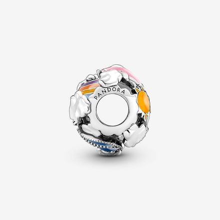 Pandora Moments "Fly Away With Me" Rainbow Sky And Travel Charm