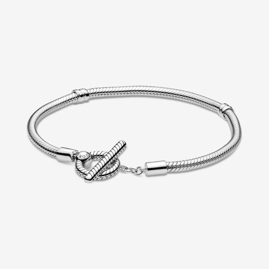 Pandora Moments T-Bar Snake Chain Bracelet Size 17