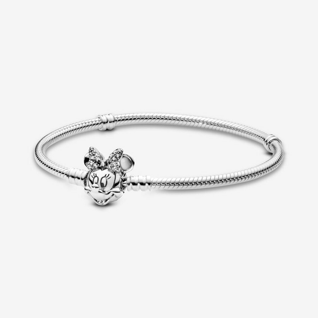 Pandora Disney Minnie Mouse Snake Chain Charm Bracelet Size 16