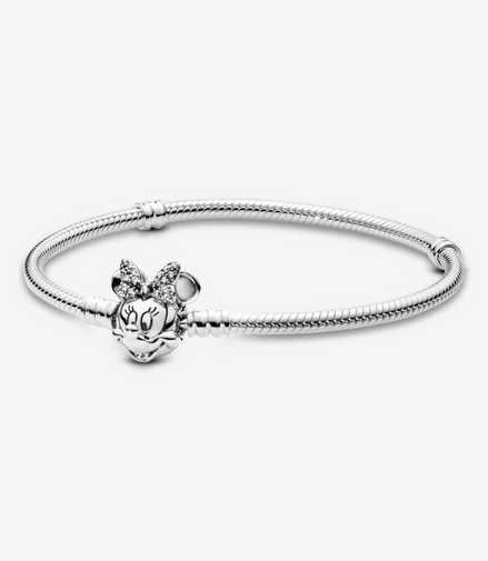 Pandora Disney Minnie Mouse Snake Chain Charm Bracelet Size 16