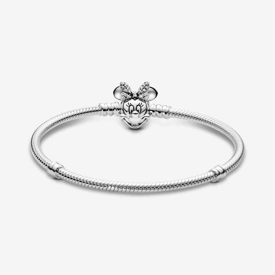 Pandora Disney Minnie Mouse Snake Chain Charm Bracelet Size 16