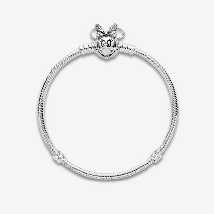 Pandora Disney Minnie Mouse Snake Chain Charm Bracelet Size 16