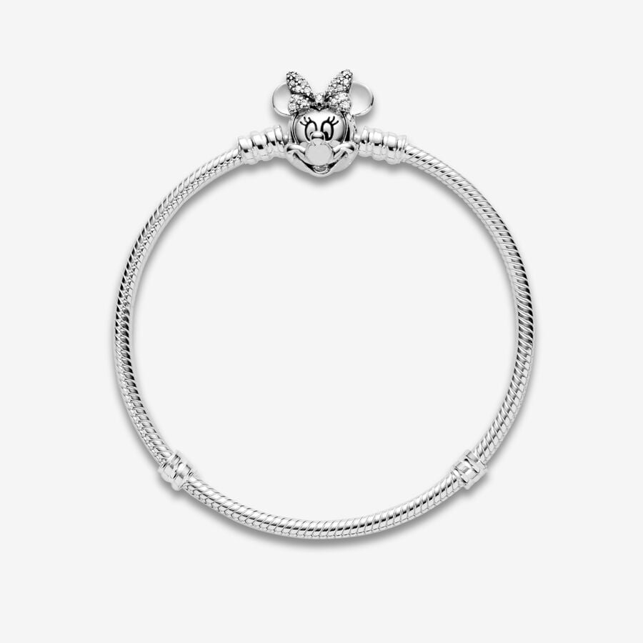 Pandora Disney Minnie Mouse Snake Chain Charm Bracelet Size 16