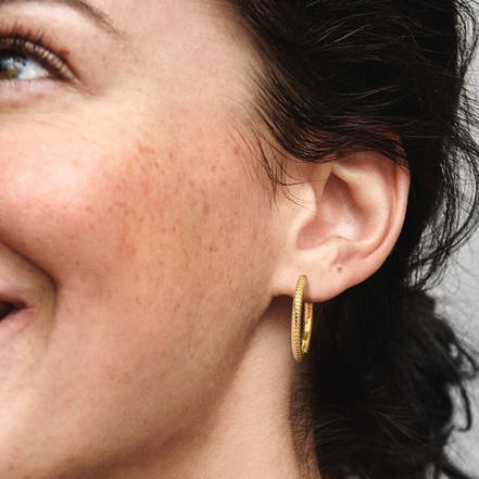 Pandora Moments Snake Chain Charm Hoop Earrings