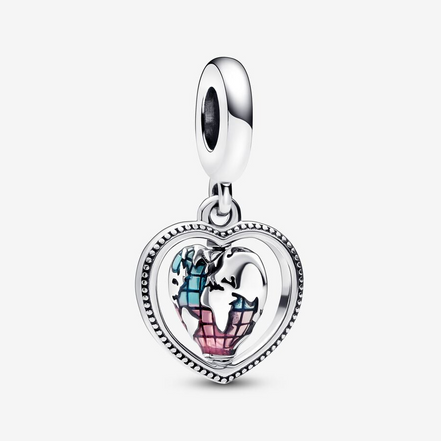 Pandora Moments Family Spinning Heart Globe Dangle Charm